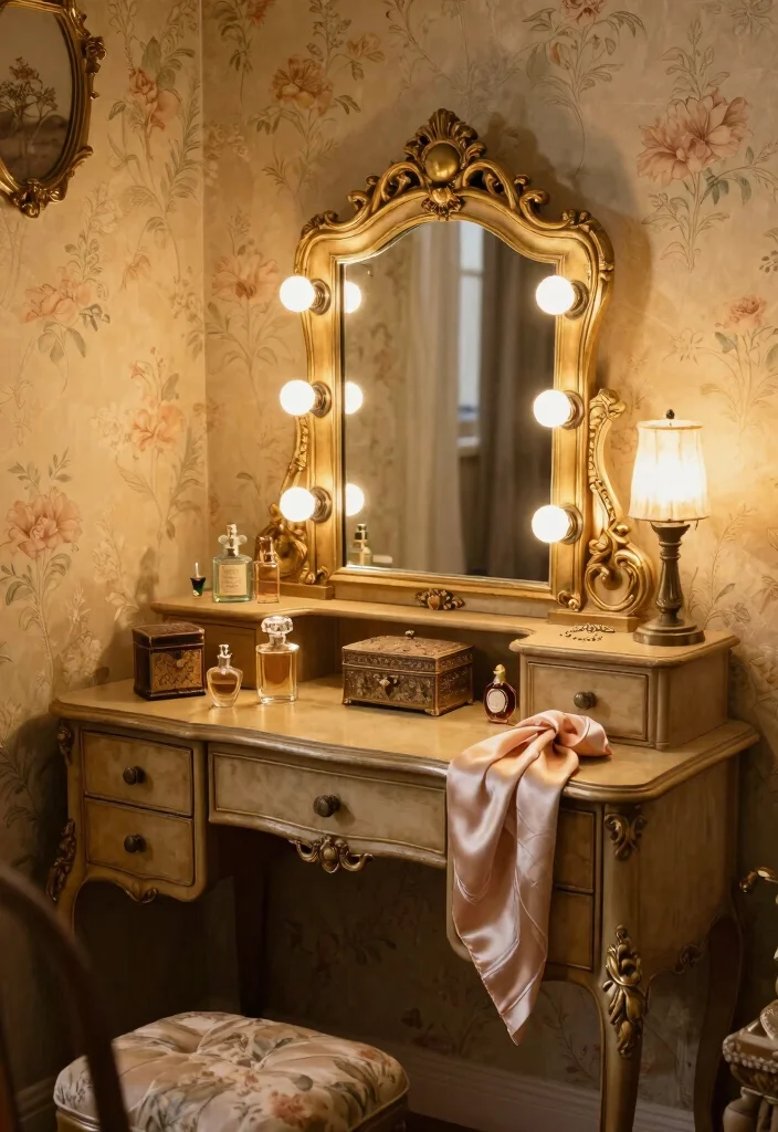 10 Aesthetic Bedroom Vanity Ideas for a Polished Look 2 10 Aesthetic Bedroom Vanity Ideas for a Polished Look 2. Vintage Glamour 0