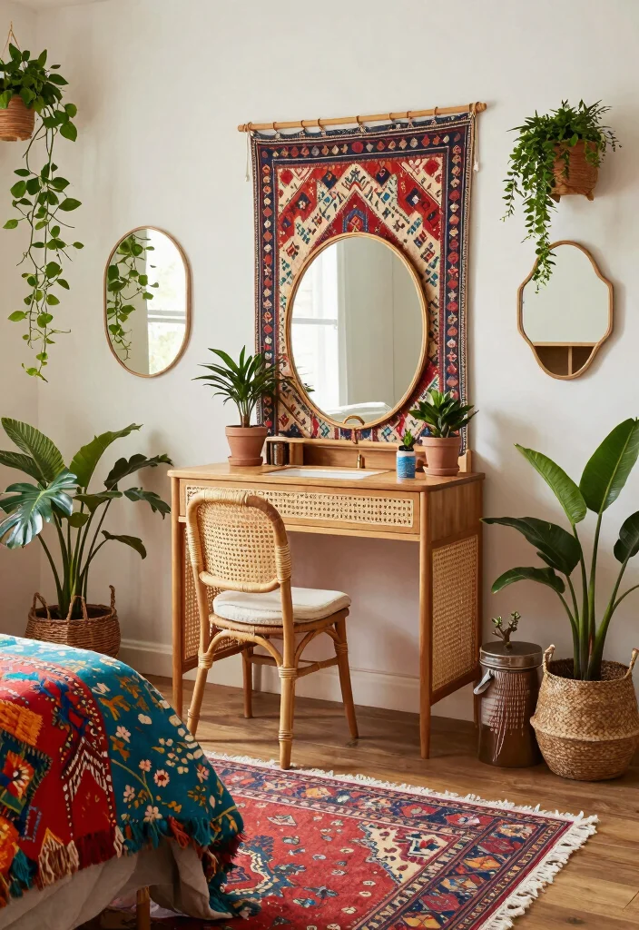 10 Aesthetic Bedroom Vanity Ideas for a Polished Look 3 10 Aesthetic Bedroom Vanity Ideas for a Polished Look 3. Boho Chic 0