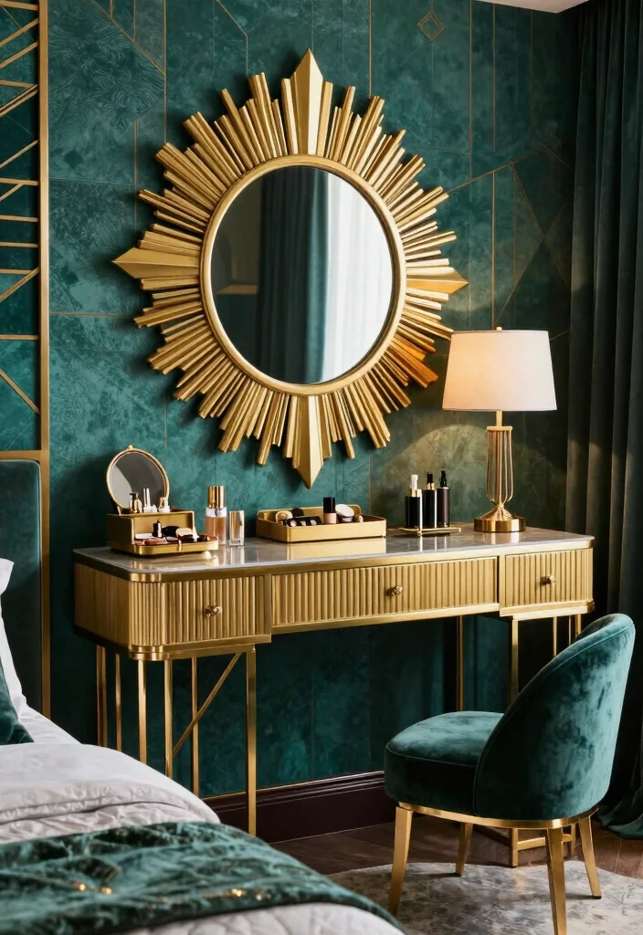 10 Aesthetic Bedroom Vanity Ideas for a Polished Look 38 10 Aesthetic Bedroom Vanity Ideas for a Polished Look 8. Art Deco Inspiration 0