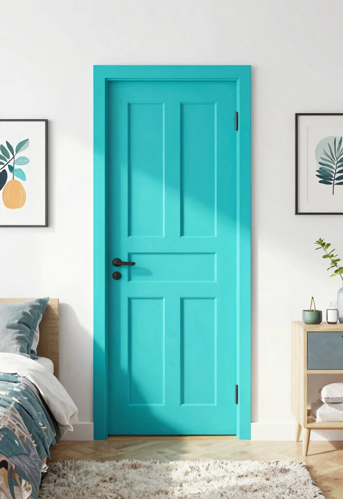 10 Bedroom Door Ideas to Upgrade the Look 2. Colorful Painted Doors 0