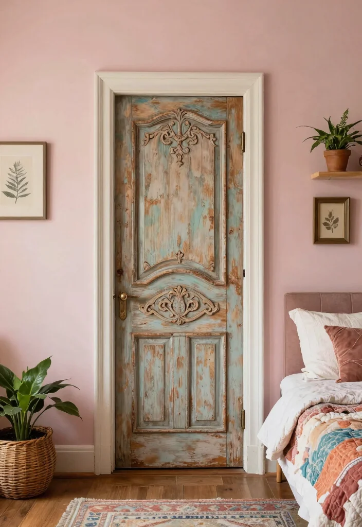 10 Bedroom Door Ideas to Upgrade the Look 5. Upcycled Vintage Doors 0
