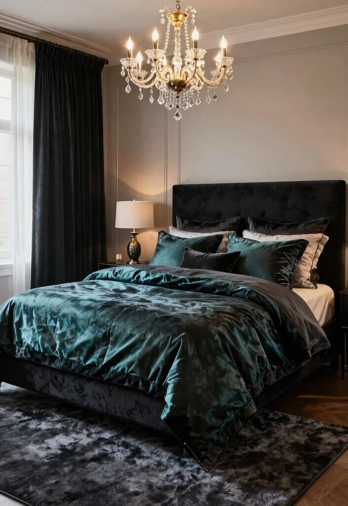 10 Black Bed Frame Bedroom Ideas with Strong Contrast 37 10 Black Bed Frame Bedroom Ideas with Strong Contrast 7. Glamorous Touch 0