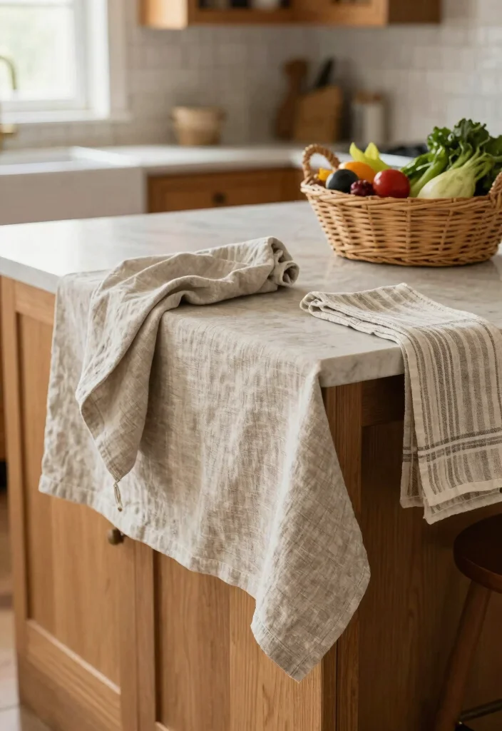 10 Kitchen Island Decor Ideas That Look Styled 2. Layering Textiles 0