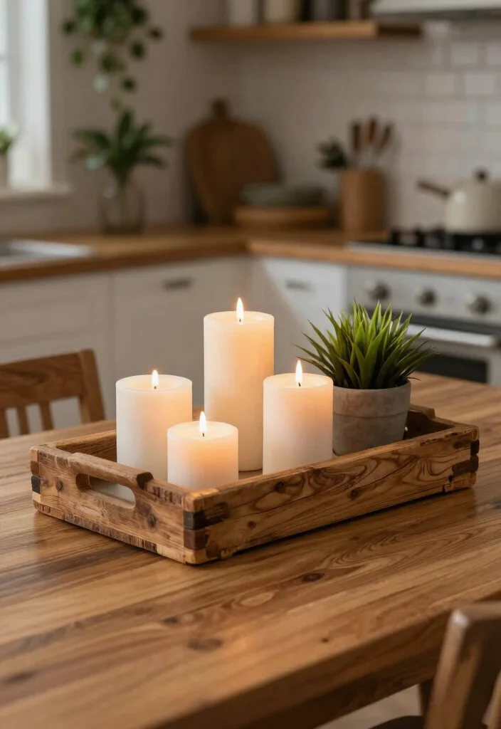 10 Kitchen Table Centerpiece Ideas for Everyday Style 7. Upcycled Wooden Centerpieces 0