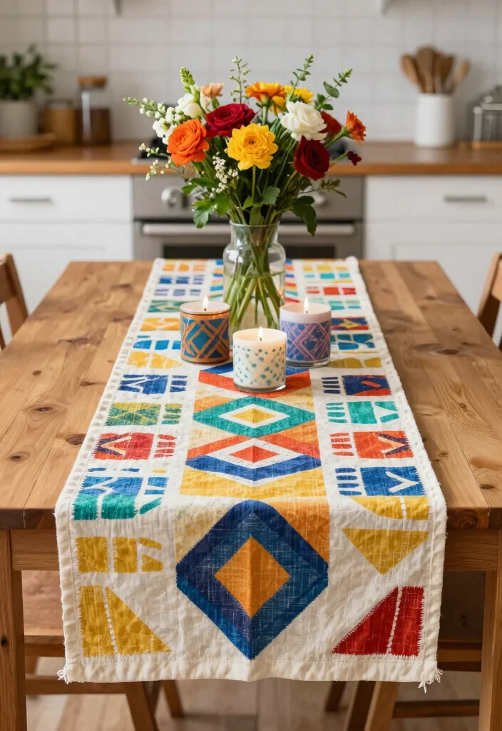 10 Kitchen Table Centerpiece Ideas for Everyday Style 8. Colorful Table Runners and Linens 0