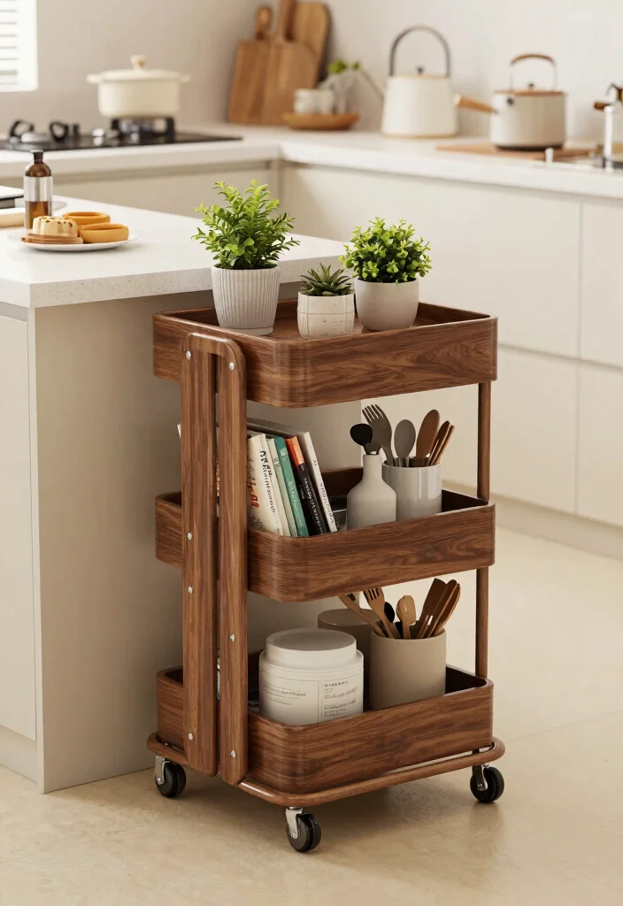 10 Small Apartment Kitchen Ideas That Feel Bigger 6. Use a Rolling Cart 0