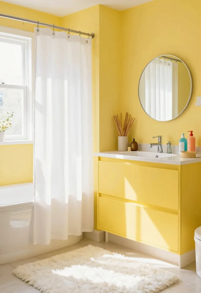 10 Small Bathroom Paint Ideas That Brighten Instantly 34 10 Small Bathroom Paint Ideas That Brighten Instantly 4. Sunny Yellow 0