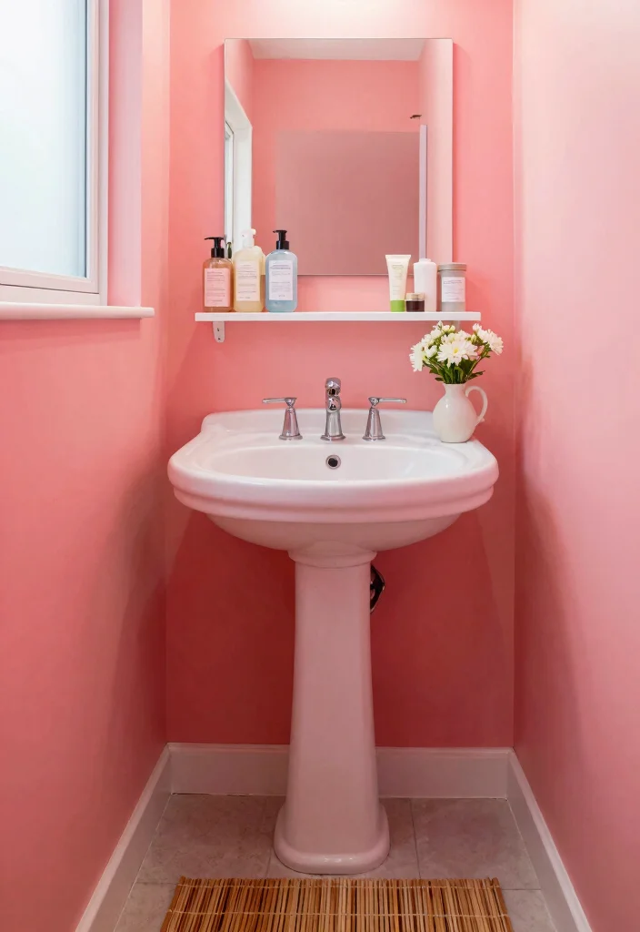 10 Small Bathroom Paint Ideas That Brighten Instantly 36 10 Small Bathroom Paint Ideas That Brighten Instantly 6. Coral Pink 0