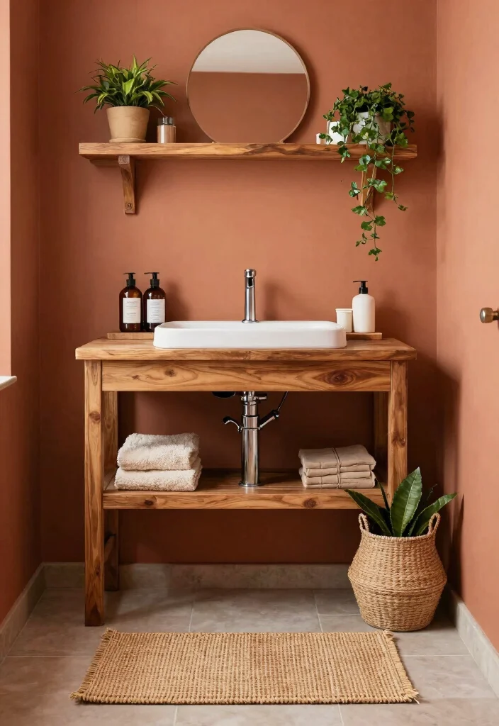 10 Small Bathroom Paint Ideas That Brighten Instantly 38 10 Small Bathroom Paint Ideas That Brighten Instantly 8. Earthy Terracotta 0