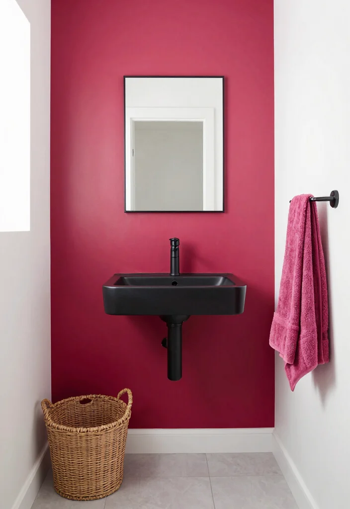 10 Small Bathroom Paint Ideas That Brighten Instantly 49 10 Small Bathroom Paint Ideas That Brighten Instantly 9. Raspberry Red 0