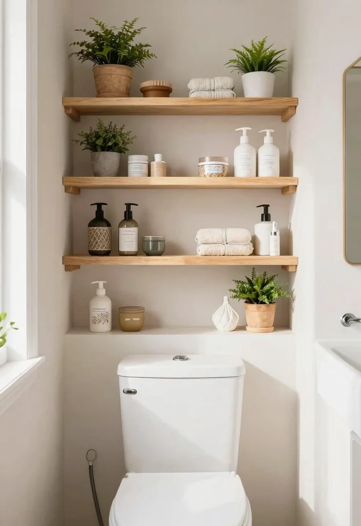 10 Small Bathroom Shower Only Ideas That Feel Open 3. Open Shelving for Storage 0
