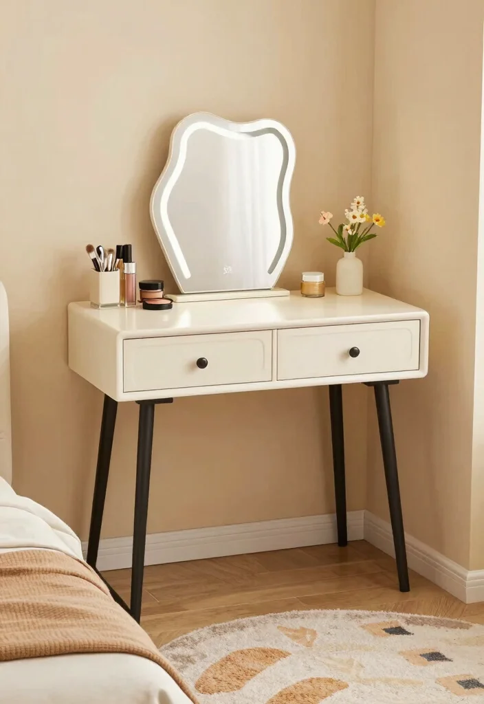 10 Small Bedroom Vanity Ideas That Save Space 2. Makeup Tables with Storage 0