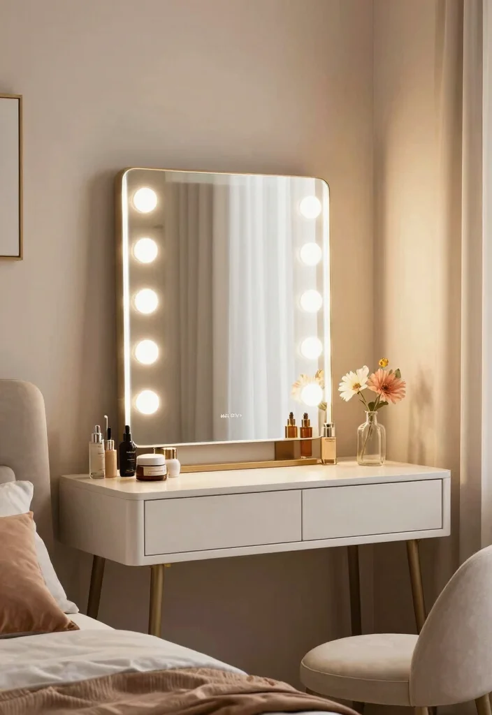 10 Small Bedroom Vanity Ideas That Save Space 4. Vanity Mirrors with Built in Lighting 0
