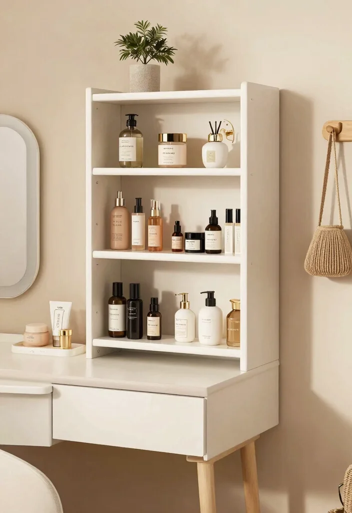 10 Small Bedroom Vanity Ideas That Save Space 8. Open Shelving Vanities 0