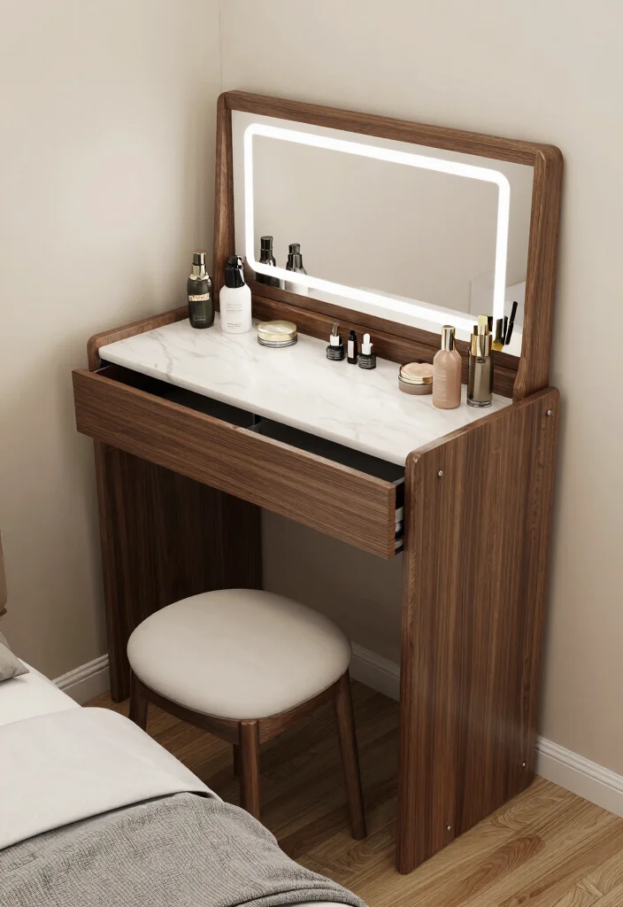 10 Small Bedroom Vanity Ideas That Save Space 9. Transformable Vanities 0