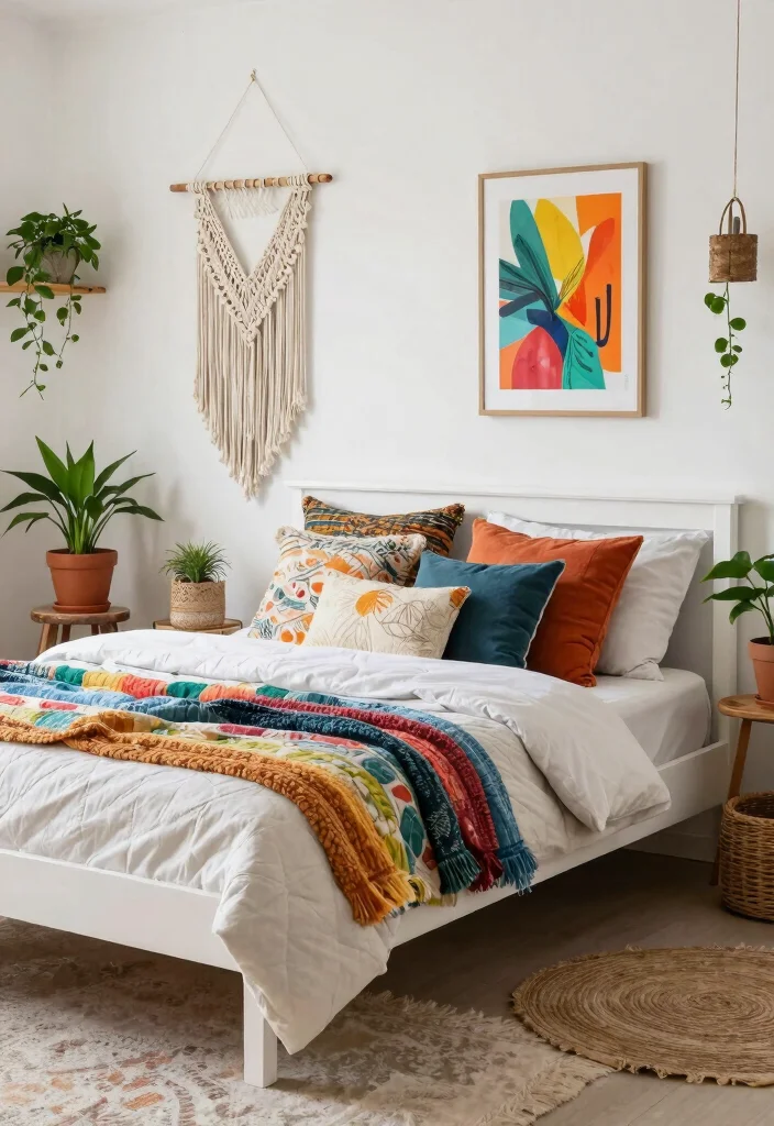 10 White Bed Frame Bedroom Ideas That Look Clean 3 10 White Bed Frame Bedroom Ideas That Look Clean 3. Boho Bliss 0