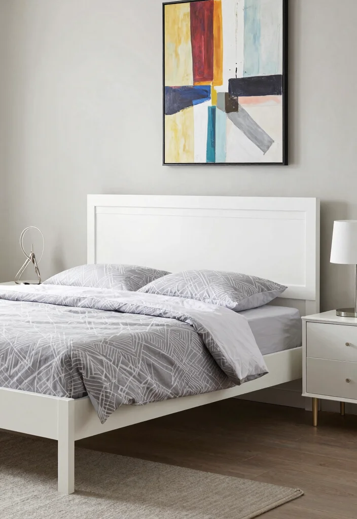 10 White Bed Frame Bedroom Ideas That Look Clean 14 10 White Bed Frame Bedroom Ideas That Look Clean 4. Contemporary Comfort 0