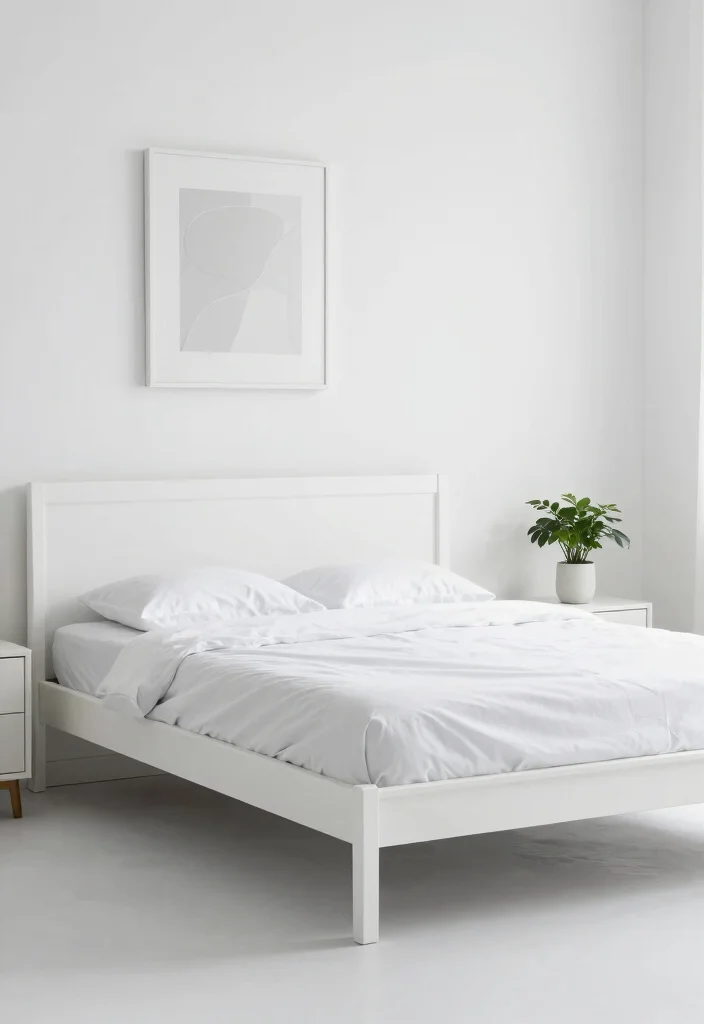 10 White Bed Frame Bedroom Ideas That Look Clean 25 10 White Bed Frame Bedroom Ideas That Look Clean 5. Minimalist Masterpiece 0