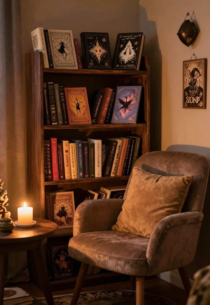 10 Witchy Bedroom Ideas with Dark Moody Vibes 60 10 Witchy Bedroom Ideas with Dark Moody Vibes 10. Curate Your Magical Library 0