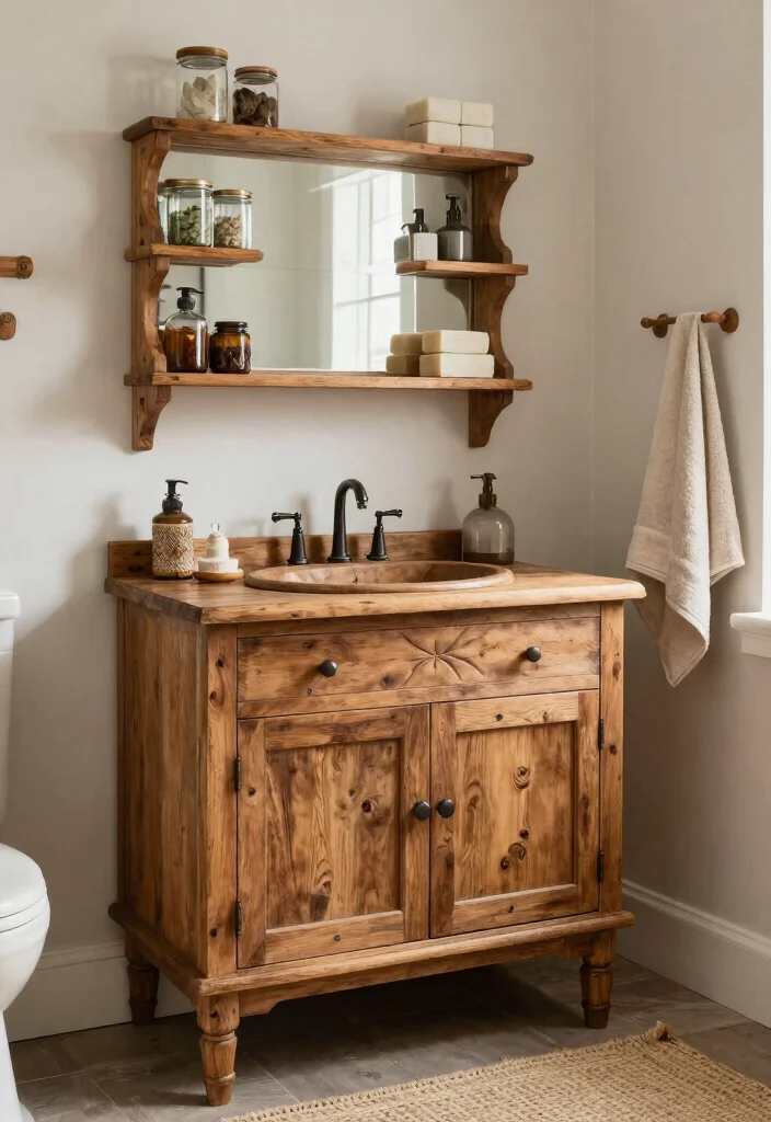 12 Antique Bathroom Ideas with Vintage Character 14 12 Antique Bathroom Ideas with Vintage Character 4. Rustic Wooden Elements 0