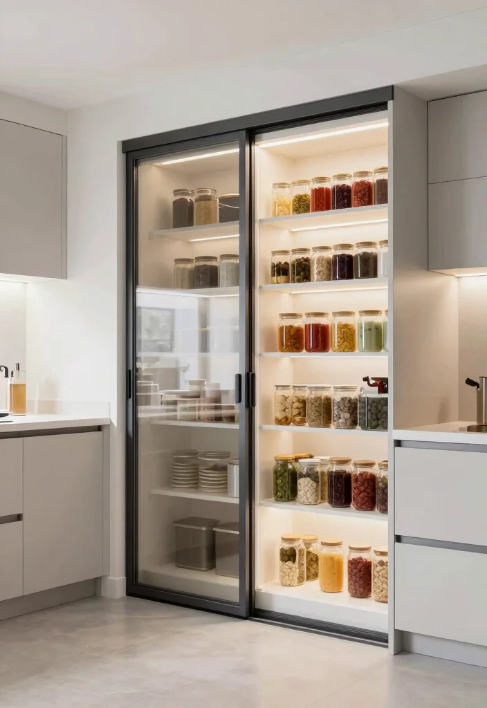 12 Apartment Kitchen Ideas That Save Space 11. Sliding Doors for Pantries 0