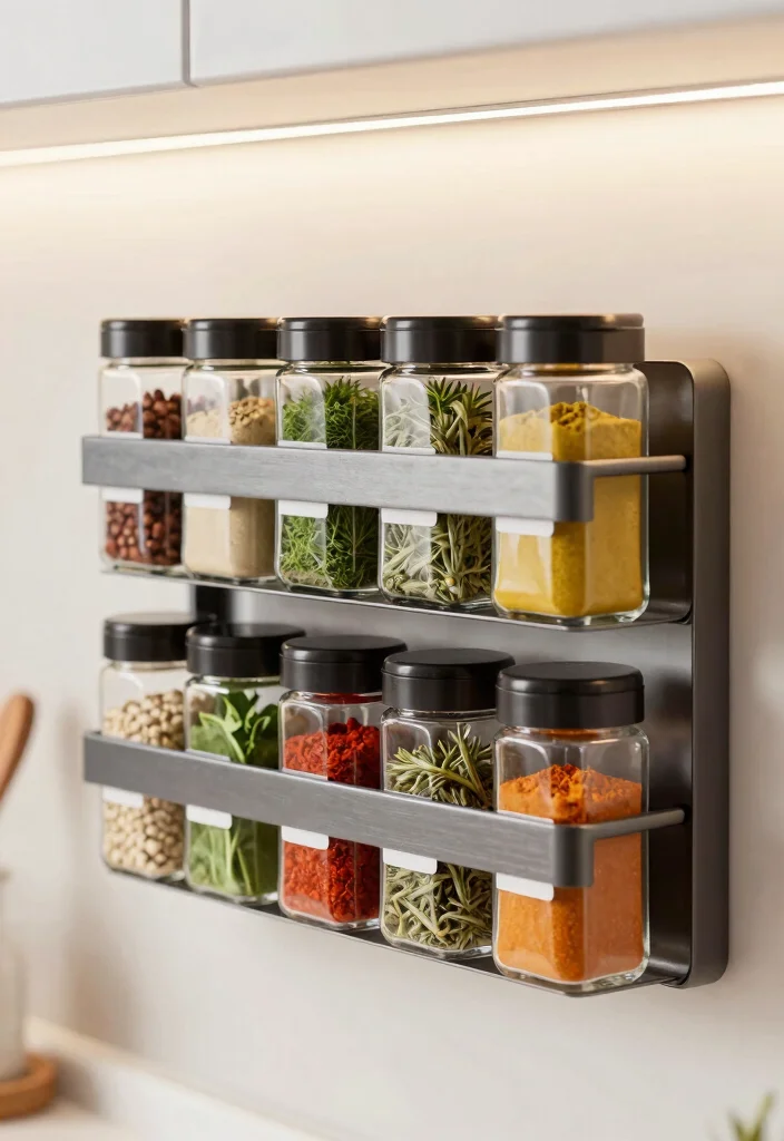 12 Apartment Kitchen Ideas That Save Space 3. Magnetic Spice Racks 0