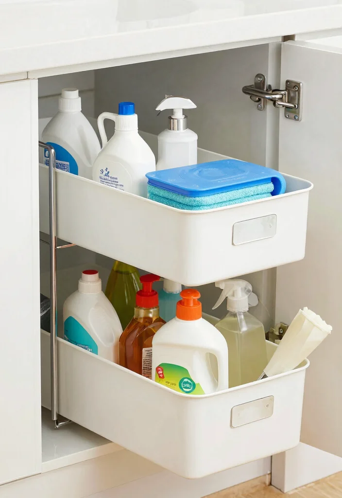 12 Apartment Kitchen Ideas That Save Space 8. Under Sink Storage Solutions 0