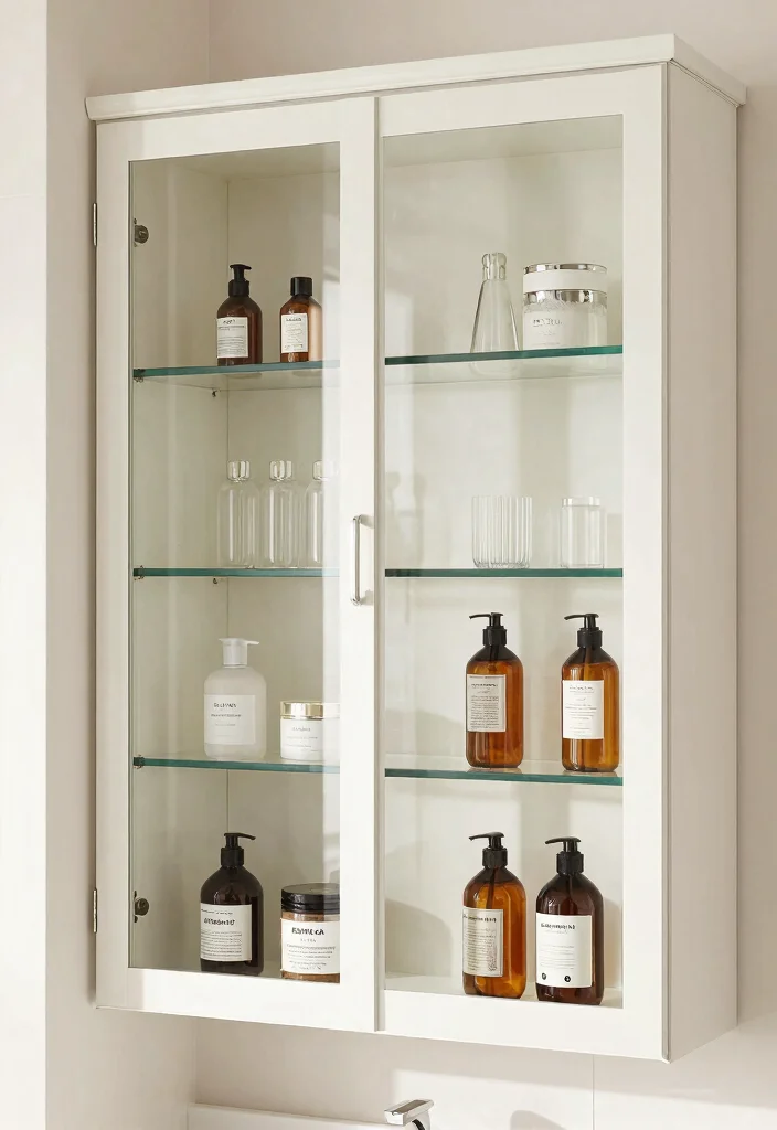 12 Bathroom Cupboard Ideas That Hide Clutter Beautifully 10. Cupboards with Glass Elements 0