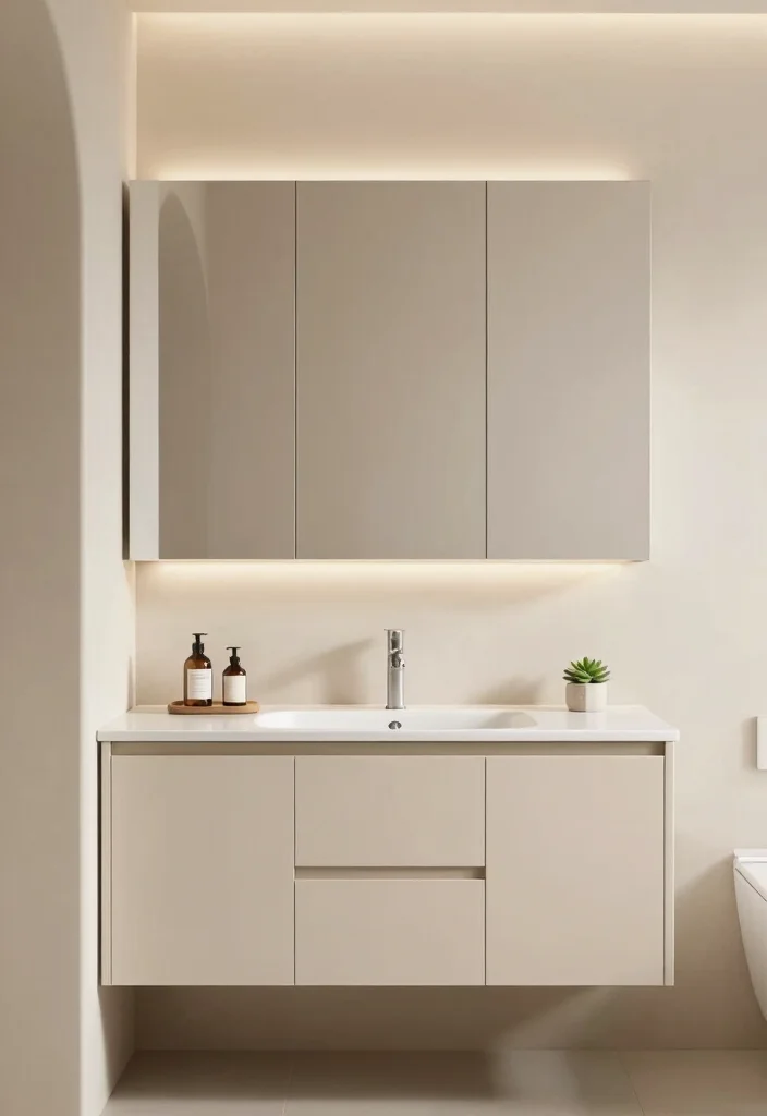 12 Bathroom Cupboard Ideas That Hide Clutter Beautifully 2. Sleek Built in Cabinets 0