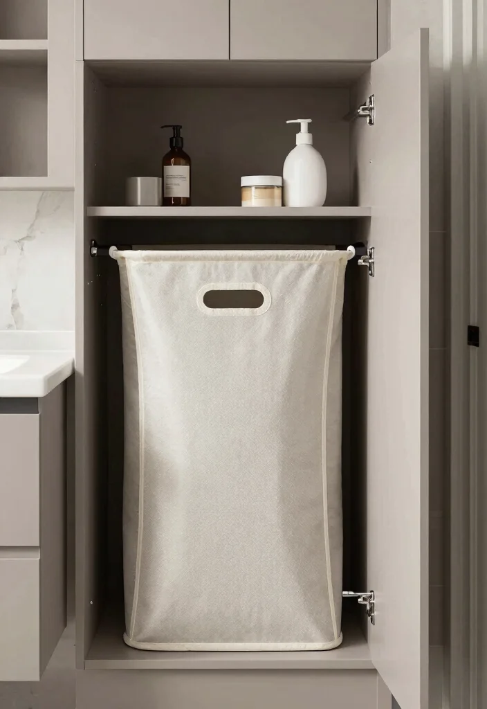 12 Bathroom Cupboard Ideas That Hide Clutter Beautifully 8. Cupboards with Integrated Laundry Solutions 0