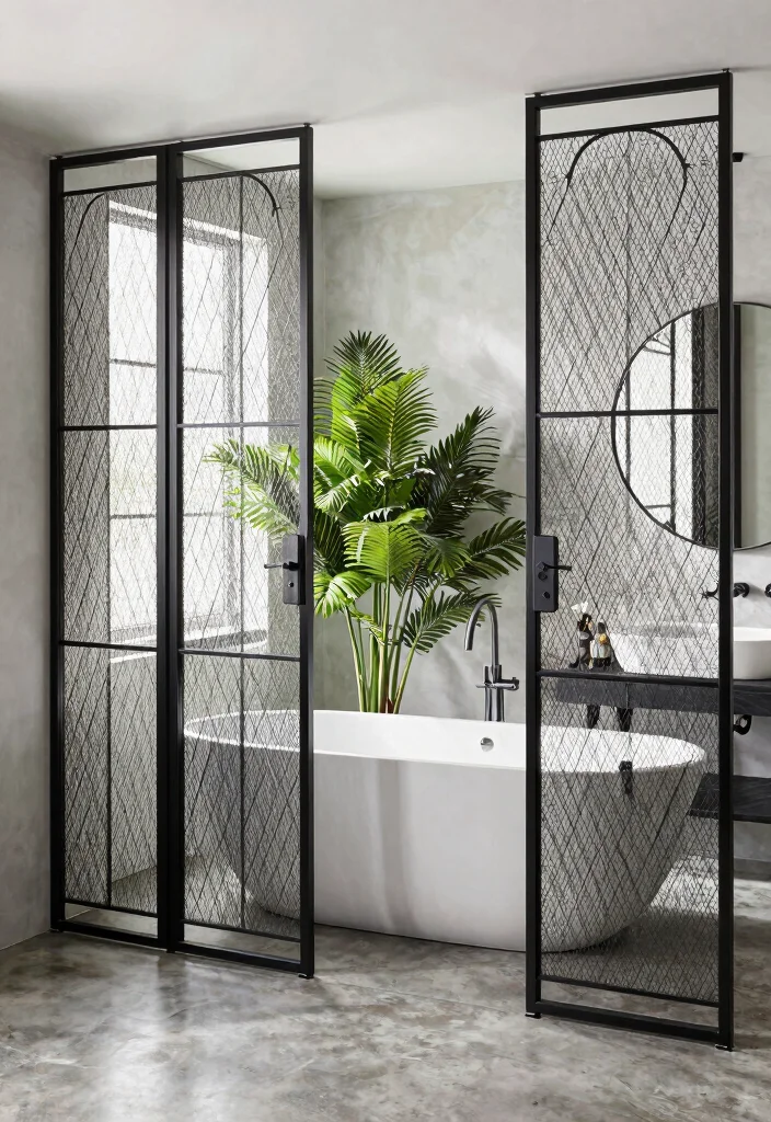 12 Bathroom Partition Ideas That Improve Layout and Privacy 4. Metal Grille Partitions 0
