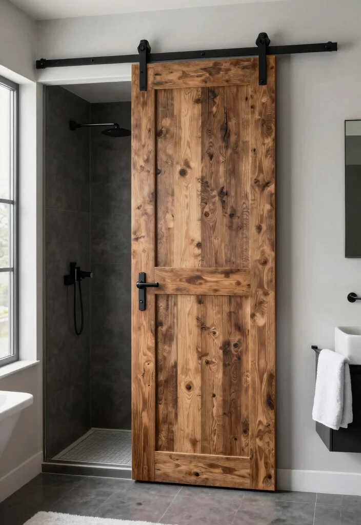 12 Bathroom Partition Ideas That Improve Layout and Privacy 6. Sliding Barn Doors 0