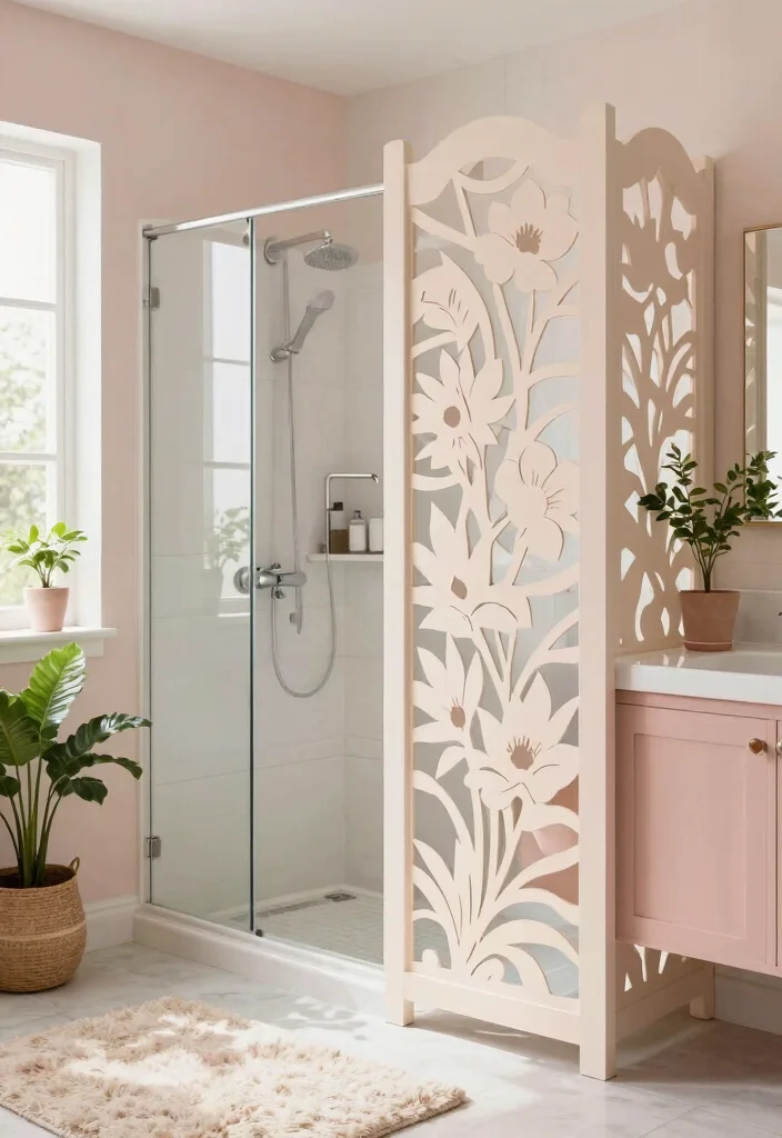 12 Bathroom Partition Ideas That Improve Layout and Privacy 7. Decorative Privacy Screens 0