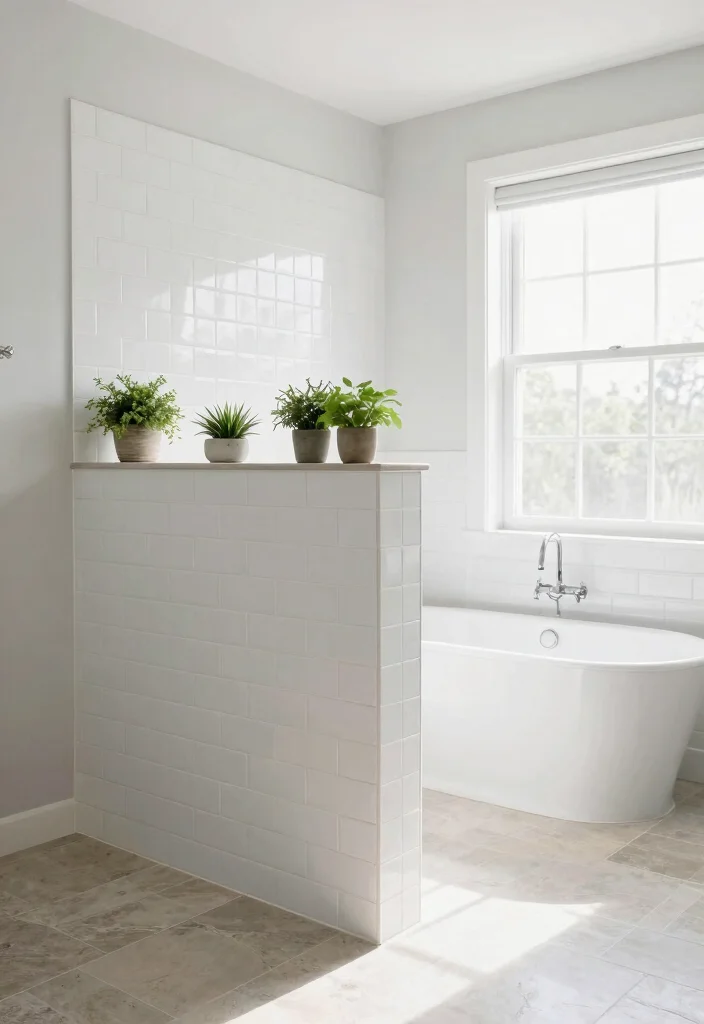 12 Bathroom Partition Ideas That Improve Layout and Privacy 9. Half Walls 0