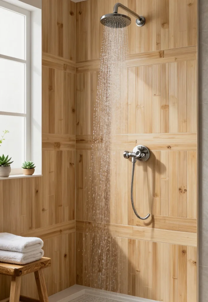12 Bathroom Shower Tile Ideas That Steal Attention 2. Bamboo Tiles 0