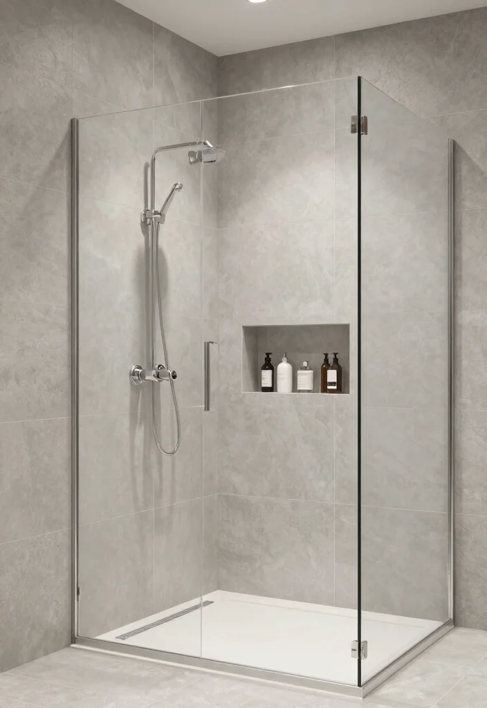 12 Bathroom Shower Tile Ideas That Steal Attention 8. Large Format Tiles 0