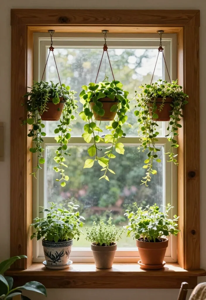 12 Bay Window Living Room Ideas for Light and Seating 23 12 Bay Window Living Room Ideas for Light and Seating 3. Hanging Planters 0