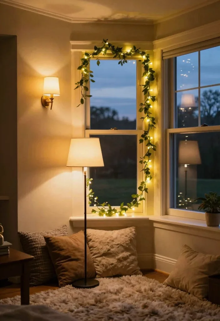 12 Bay Window Living Room Ideas for Light and Seating 27 12 Bay Window Living Room Ideas for Light and Seating 7. Warm Lighting Fixtures 0