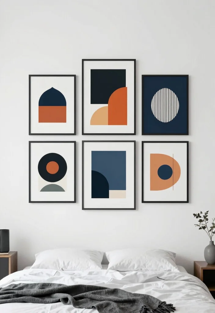 12 Bedroom Poster Wall Ideas That Feel Personal 27 12 Bedroom Poster Wall Ideas That Feel Personal 7. Geometric Posters for a Modern Touch 0