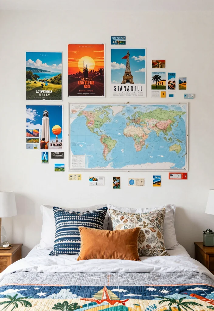 12 Bedroom Poster Wall Ideas That Feel Personal 38 12 Bedroom Poster Wall Ideas That Feel Personal 8. Travel Themed Wall Displays 0