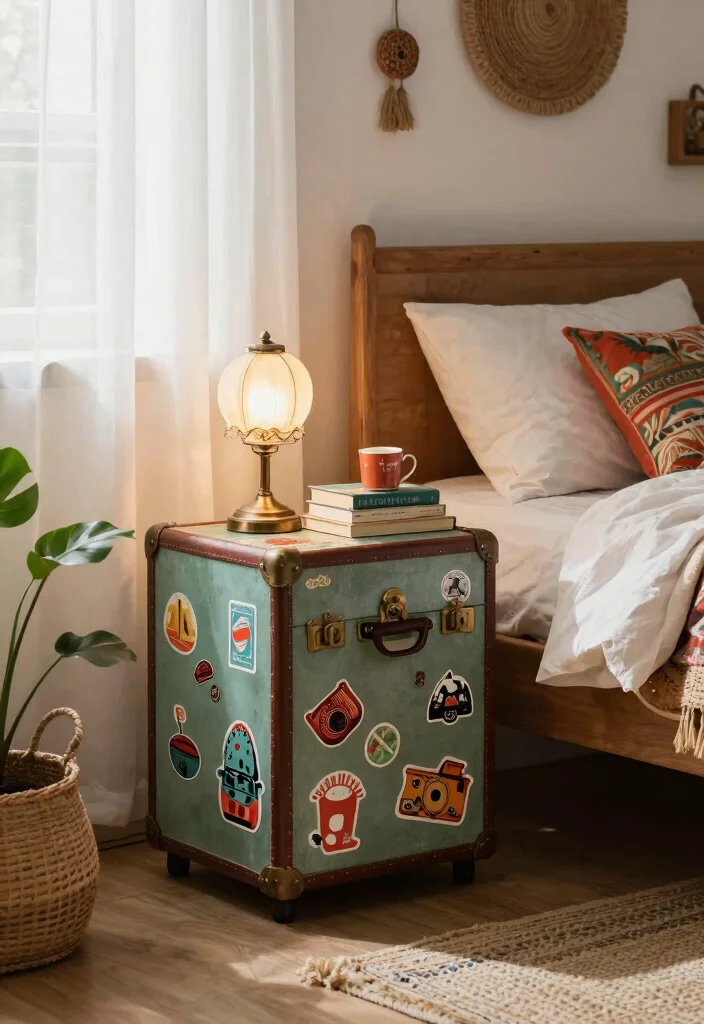 12 Bedroom Side Table Ideas That Look Stylish and Useful 2. Upcycled Beauty 0