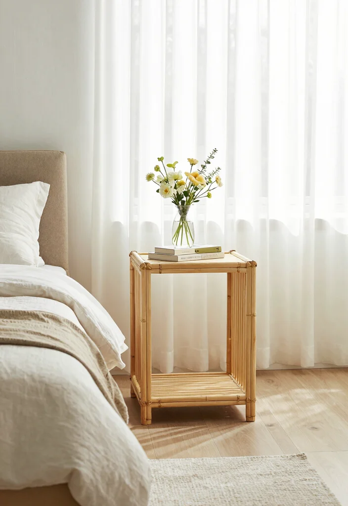 12 Bedroom Side Table Ideas That Look Stylish and Useful 3. Eco Friendly Bamboo 0