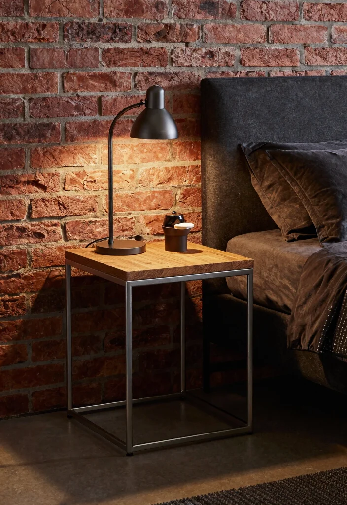 12 Bedroom Side Table Ideas That Look Stylish and Useful 4. Metal Wood Fusion 0