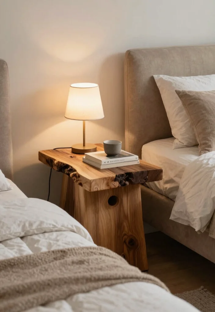12 Bedroom Side Table Ideas That Look Stylish and Useful 5. Live Edge Tables 0
