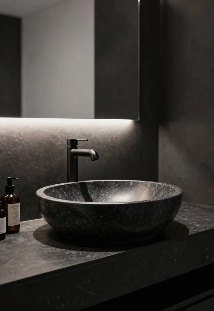 12 Black Bathroom Ideas That Feel Bold and Sophisticated 11. Unique Vessel Sinks 0