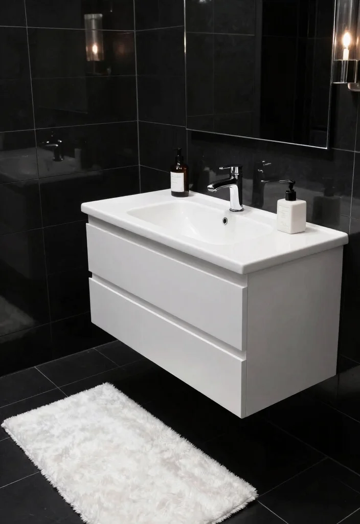 12 Black Bathroom Ideas That Feel Bold and Sophisticated 5. Contrast with White 0