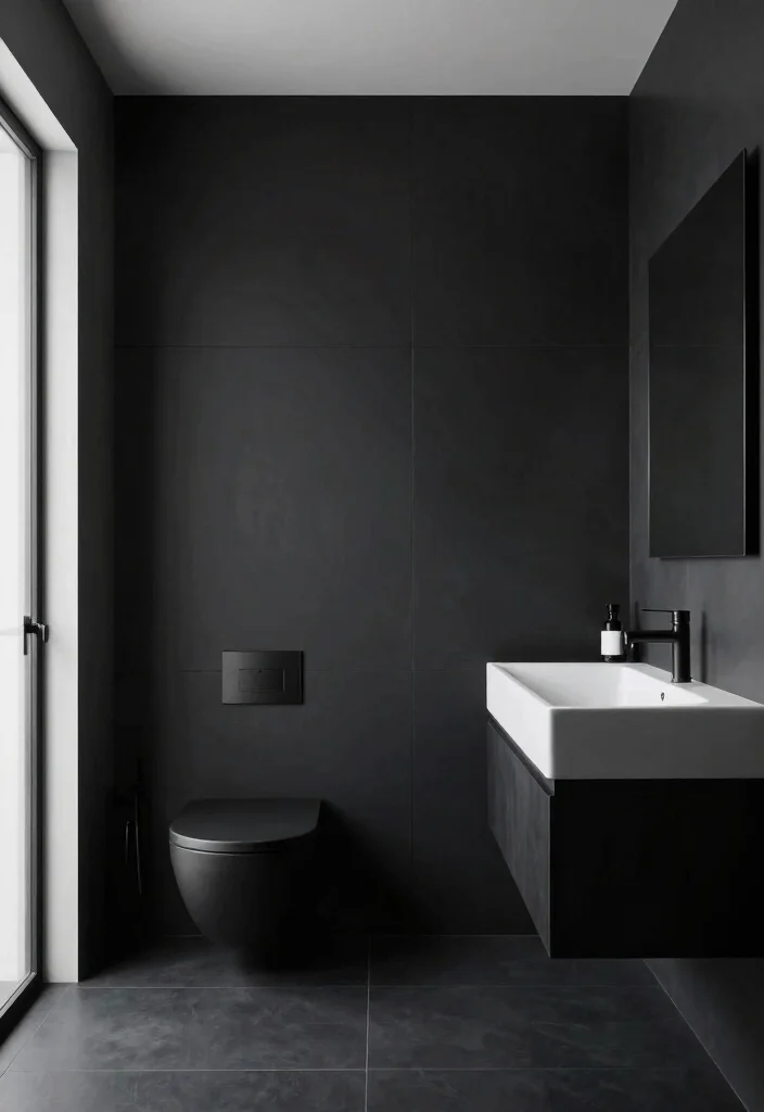 12 Black Bathroom Ideas That Feel Bold and Sophisticated 8. Minimalistic Approach 0