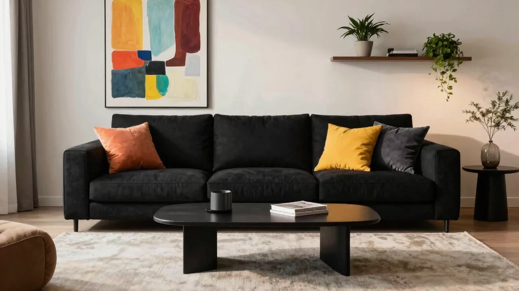 12 Black Couch Living Room Decor Ideas with Contrast