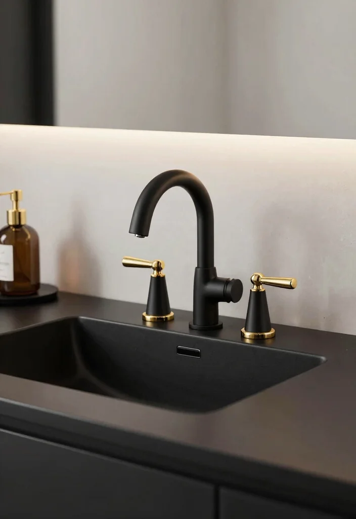 12 Black and Gold Bathroom Decor Ideas That Look Expensive 13 12 Black and Gold Bathroom Decor Ideas That Look Expensive 3. Black and Gold Fixtures 0