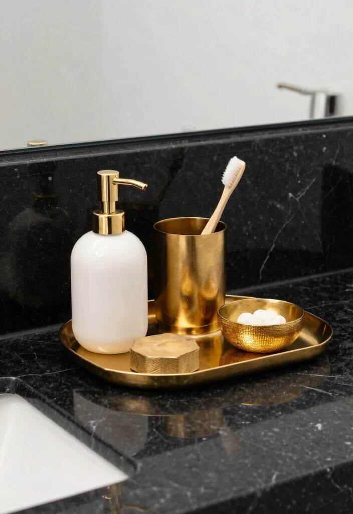 12 Black and Gold Bathroom Decor Ideas That Look Expensive 49 12 Black and Gold Bathroom Decor Ideas That Look Expensive 9. Stylish Gold Accent Accessories 0